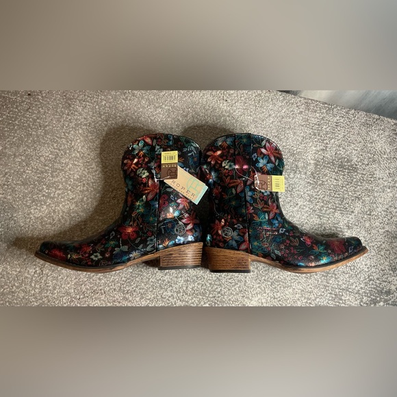 Roper Black Floral Embroidered Cowgirl Boots - Size 9.5 - Picture 8 of 16